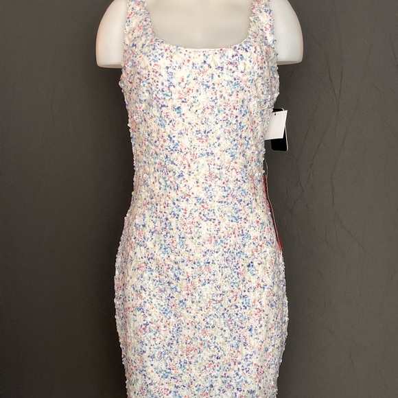 Guess White Multicolor Tweed Mini Dress - Picture 1 of 7